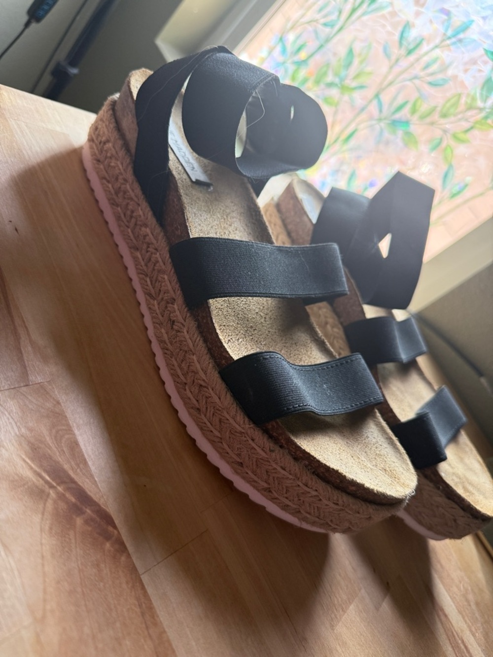 Steve Madden Black Platform Espadrille Sandals
